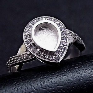 Anillo con forma de pera de Plata de Ley 925, 5x7mm, bisel de montaje, circón, bricolaje, buena resina, cenizas, regalo de trabajo, su proveedor personalizado - Product Image 1