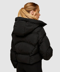 Custom Logo OEM <b>Women's</b> <b>Crop</b> <b>Puffer</b> <b>Jacket</b> Cosy Full Zip Hooded Detachable Bubble <b>Jacket</b> Breathable Winter Down <b>Jacket</b> For <b>Women</b> - Product Image 2