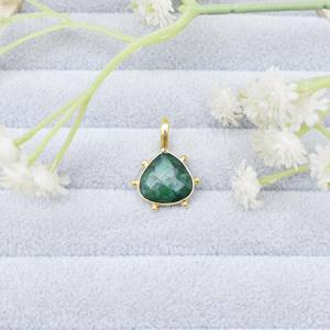 <b>Emerald</b> Faceted Heart Shape 925 Sterling Silver Pendant - Bezel <b>Set</b> Handmade Gemstone Pendant, Stylish Design Women <b>Jewelry</b> - Product Image 3