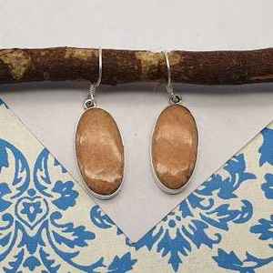 พลอยแจสเปอร์925เงินแท้ต่างหูแบบห้อยสไตล์โบฮีเมียนแบบแบนประดับพลอยแจสเปอร์ของขวัญสำหรับงานแต่งงาน - Product Image 2