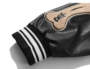 2024 hommes de haute qualité en cuir Varsity Baseball coupe-vent veste haute rue Style toile tissu hiver nouvelles fonctionnalités - Product Image 5