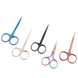 Vente en gros, mini ciseaux professionnels à cils, pointe droite et incurvée, épaisseur 2.5mm, avec logo - Product Image 1