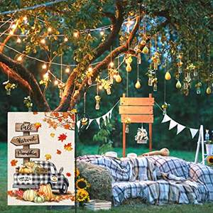 Paquete de 2 Banderas de Jardín Otoñales de 12 x 18 Pulgadas, Doble Cara, con Diseño de Calabaza, Decoraciones de Bienvenida para el Hogar, Porche y Exteriores - Product Image 2