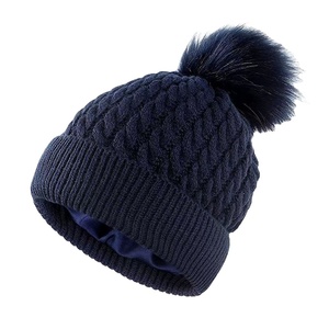 Gorro de invierno para mujer, gorro de piel sintética con forro de satén, gorros para mujer, gorros de punto cálidos de invierno 2025 - Product Image 3