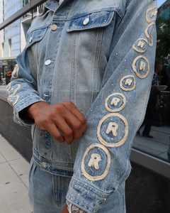 Chaquetas de mezclilla con patrón de logotipo de ropa de calle con cuello levantado de invierno personalizadas OEM de alta calidad para hombres - Product Image 2