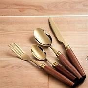 Ensemble de couverts en acier inoxydable doré avec manche noir, couteau, fourchette, cuillère, couverts pour restaurant, hôtel - Product Image 5