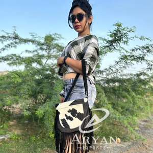 Nouveau Style occidental cheveux sur cacher fourrure en cuir véritable frange sacs haute qualité Boho Style femmes en cuir véritable frange sacs à bandoulière - Product Image 1