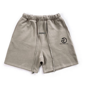 Vente en gros de shorts sportifs pour hommes 100% coton pantalon de survêtement en limousine fermeture à la taille élastique couleur avoine foncé clair et extensible - Product Image 5