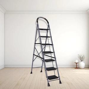 Parasnath Industrial Go up 7 <b>Step</b> Foldable Steel Grey Heavy-Duty Lightweight <b>Step</b> <b>Ladder</b> Anti-Skid Wide <b>Steps</b> <b>Safety</b> Handle Home - Product Image 1