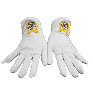 Bajo MOQ Bordado personalizado 100% Algodón Masónico Regalia Guantes Transpirable Masones Guantes de mano - Product Image 3