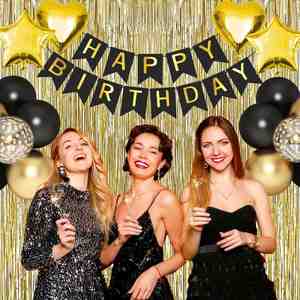 ชุดลูกโป่งวันเกิดลายธงลาสีทองสีดำประดับลูกโป่งอลูมิเนียมฟอยล์สุขสันต์วันเกิดลูกโป่งสำหรับงานเลี้ยงวันเกิด - Product Image 2