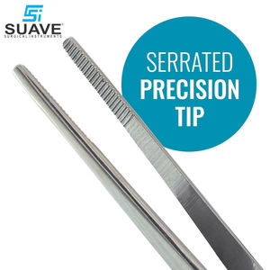 Pince à tissu en acier inoxydable dentelée de 5.5 pouces de long pince à épiler chirurgicale et pince à pansement par SUAVE SURGICAL INSTRUMENTS - Product Image 3