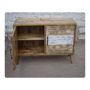 Mueble de Baño Multifuncional de Madera de Mango Maciza Moderna Hecha a Mano con 2 Puertas, Curvado a Mano, Muebles de Interior Personalizados, Venta al por Mayor - Product Image 4