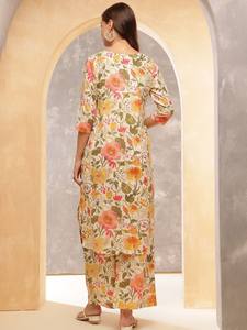 <b>women</b> Floral Printed Regular Pure Cotton <b>Kurta</b> With Palazzos indian pakistan salwar kameez suit - Product Image 4