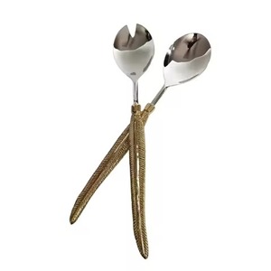 Cuchara Tenedor Mango duradero Servidor de ensalada Juego de cubiertos Juegos de vajilla Cubiertos acero espejado - Product Image 2