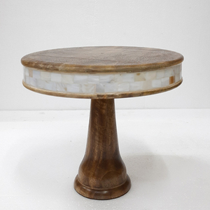 Matériau en bois et vadrouille forme ronde couleur marron 1 niveau support à gâteau luxe fait à la main vente chaude excellente qualité - Product Image 1