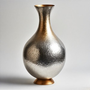 Vase de sol ou de table LustroBloom en fer plaqué or vintage, motif floral en relief, pour décoration intérieure, pièce maîtresse décorative - Product Image 4