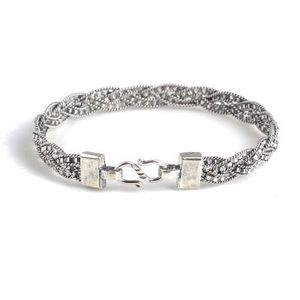 Handmade 925 <b>Sterling</b> <b>Silver</b> Twisted <b>Wire</b> and Wavy Braided Bracelet Fine String Jewelry - Product Image 3