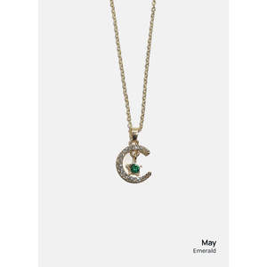 Collana A3shop Miss a Trendy con Catena a Maglie in Titanio Placcato Oro, Design Geometrico Luna e Stella con Pietre Principali in Diamante, Perla e Zircone - Product Image 5