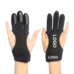 Gants de tir à l'arc légers en nylon et cuir à trois doigts Selan pour enfants, jeunes et adultes - Accessoires de chasse et de tir - Product Image 1