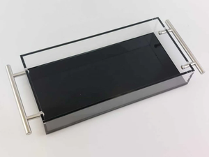 Plateau de service et de présentation en plastique acrylique durable, style animal, avec poignées, design élégant en lucite, taille et couleur personnalisables, moderne - Product Image 3