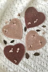 Handmade Stylish Four-Set Embroidery <b>Coaster</b> Collection Elegant Beaded Heart Shape Design New India New Promotional <b>Coaster</b> - Product Image 2