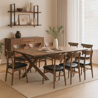 Table à manger rectangulaire rustique en bois massif extensible pour 8 personnes, utilisation intérieure/extérieure, usine de Ho Chi Minh