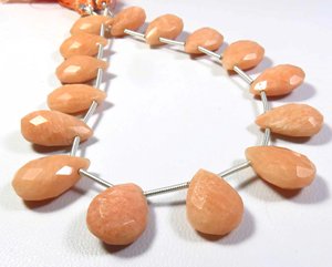 Amazonita de melocotón natural facetada 15-16mm 8 hebras de cuentas de piedras preciosas 15 cuentas por hebra corte facetado en forma de pera - Product Image 6
