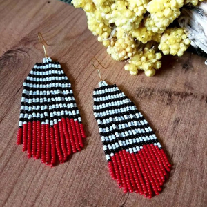 2025ใหม่ต่างหูลูกปัดโบฮีเมียนสีสันสดใสทำด้วยมือเครื่องประดับชาติพันธุ์ยาวลดลงสำหรับผู้หญิงสไตล์อินเทรนด์สำหรับงานแต่งงานโดยงานฝีมือ - Product Image 1