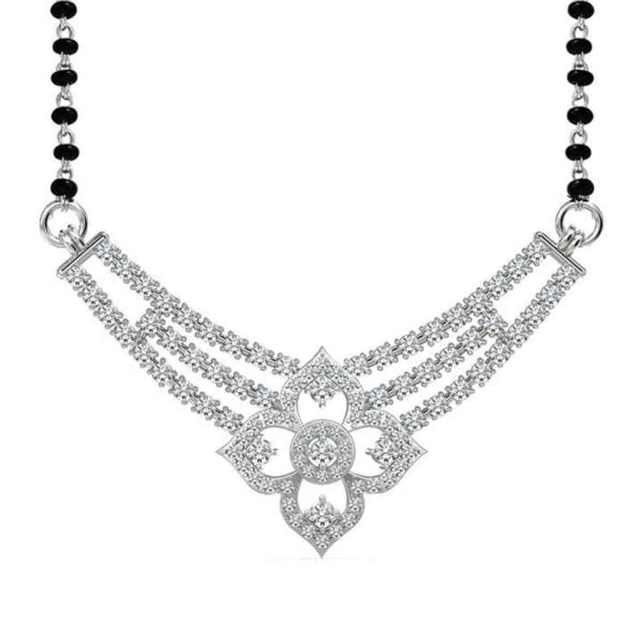 Stonewels Imperial Diamond Mangalsutra for Weddings Traditional Black Beaded Chain with Majestic Diamond Pendant