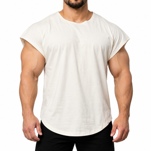 Custom Regular Fit <b>Men's</b> <b>T</b>-<b>Shirt</b> | Plain Cotton Compression Long Sleeve O-Neck 220g <b>Curved</b> <b>Hem</b> Gym Tee Bodybuilding OEM Private - Product Image 3