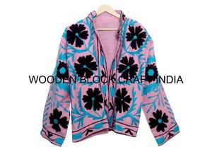เสื้อแจ็คเก็ตผ้าฝ้ายปักลายซูซานีอินเดีย ทำมือ แบบควิลท์ สำหรับฤดูหนาว เสื้อโค้ทสั้น สำหรับผู้หญิงและเด็กผู้หญิง - Product Image 6