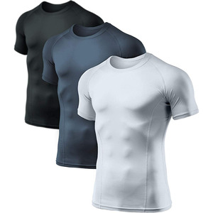 Camiseta deportiva personalizada de manga corta para hombre, camiseta atlética, camiseta de entrenamiento de gimnasia, camisetas de compresión para hombre - Product Image 1
