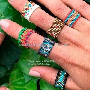 Anillos de cuentas de cristal giratorios de ansiedad ajustables para mujer, diamantes de imitación, Ópalo, girasol, anillo de dedo antiestrés - Product Image 5