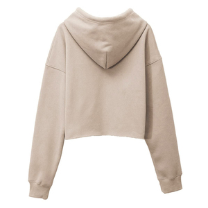Femmes personnalisé nouvelle mode recadrée à capuche manches longues polaire haut court sweat broderie décoration col à capuche Logo avant - Product Image 2