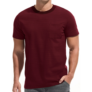 OEM Custom Logo Design Men's 100% Cotton Light <b>Green</b> T-shirt O-neck Short Sleeve with Contrast Rib Pocket Plus Size Breathable - Product Image 3