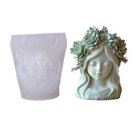 Dumo Fille endormie Bougie Tasse en plâtre Moule en silicone Simulation Fille Bougie parfumée Moule pour tasse DIY Making Cement Cup Flower Pot
