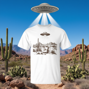 เสื้อยืดคาวบอยสไตล์วินเทจลายแมวโรดีโอตะวันตก พร้อมลายยูเอฟโอเอเลี่ยนและลูกแมวสไตล์ไวลด์เวสต์ สำหรับคนรักแมว - Product Image 3