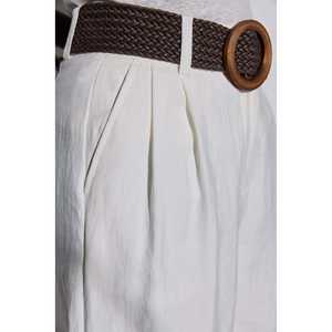 Shorts Casuales para Mujer, 100% Algodón con Spandex, Cuero PU y Poliéster, Cierre con Cordón, Decoración con Logotipo en la Cintura - Product Image 4