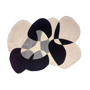 Tapis de luxe en laine à motif abstrait de haute qualité doux tufté à la main noir taille personnalisée pour la maison salon ou Hall-A - Product Image 1