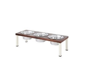 Antique Design Indoor <b>Dog</b> Feeding <b>Bowls</b> Stainless Steel Customized Size Pet <b>Bowls</b> <b>With</b> Wood <b>Stand</b> In Bulk - Product Image 1