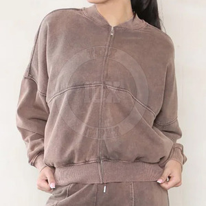 Survêtements délavés à l'acide sur mesure pour femmes survêtement délavés à l'acide coupe confortable à prix d'usine pour femmes en polaire douce - Product Image 4