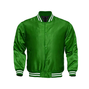 Vestes en satin de bonne qualité de couleur noire Veste en satin pour hommes de taille standard OEM Vestes en satin de baseball vierges personnalisées à porter en équipe - Product Image 2