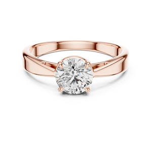 Bague de fiançailles avec diamant rond de 1 carat cultivé en laboratoire en or rose blanc jaune 14 carats-Style tendance - Product Image 2
