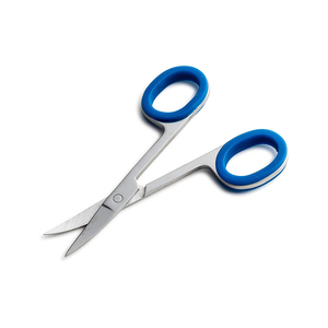 Ciseaux de manucure professionnels de 4 pouces poignées bleues en acier inoxydable de haute qualité lames incurvées tranchantes pour le toilettage de précision - Product Image 5