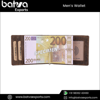 Dompet Kulit Asli Pria Vintage Hunter Tipis Pendek Perlindungan RFID Lapisan Katun Penutup Lipat Dua Logo Kustom