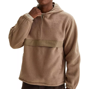 Sweat à capuche Sherpa surdimensionné pour hommes en hiver Pull lourd avec demi-fermeture éclair, logo personnalisé, veste chaude à manches longues - Product Image 1