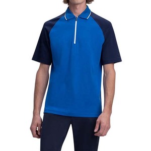 Couleur contrastée 1/4 Zip Polo col chemise quart fermeture éclair respirant Polo pour hommes vêtements coton grande taille vêtements de sport - Product Image 1