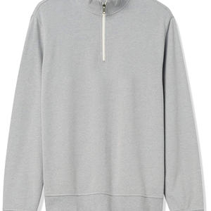 Haute qualité quart Zip pull sweats hommes coton mélangé Logo personnalisé poids lourd coton polaire demi fermeture éclair sweat - Product Image 3