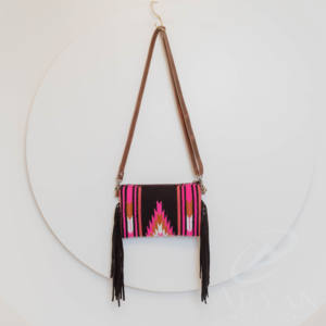 Western Handcrafted Aztec Real Leather Crossbody <b>Fringe</b> Purses Stylish Saddle Blanket Genuine Cowhide Leather Bohemian Handbags - Product Image 5